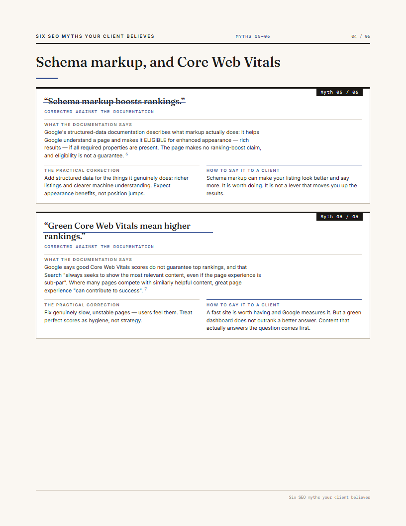 Six SEO myths your client believes: Schema markup, and Core Web Vitals